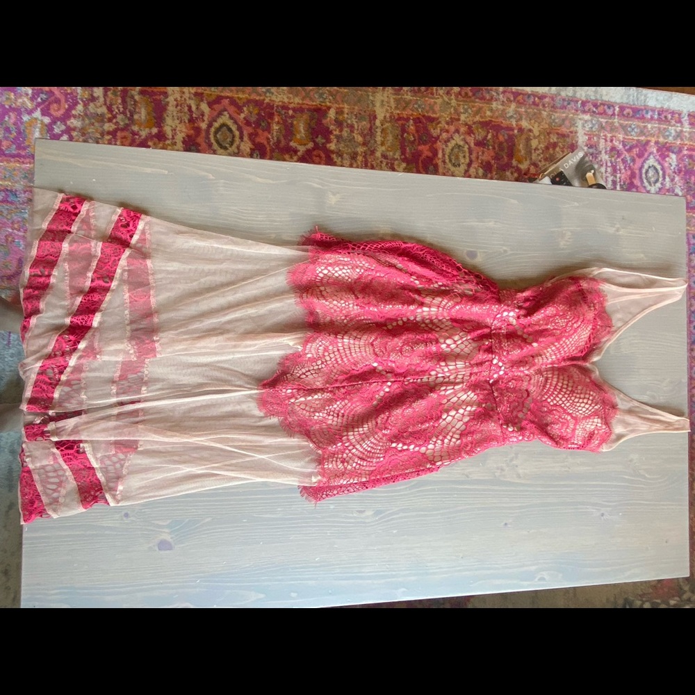 For love and Lemons. Pink and tan long dress. Size small!